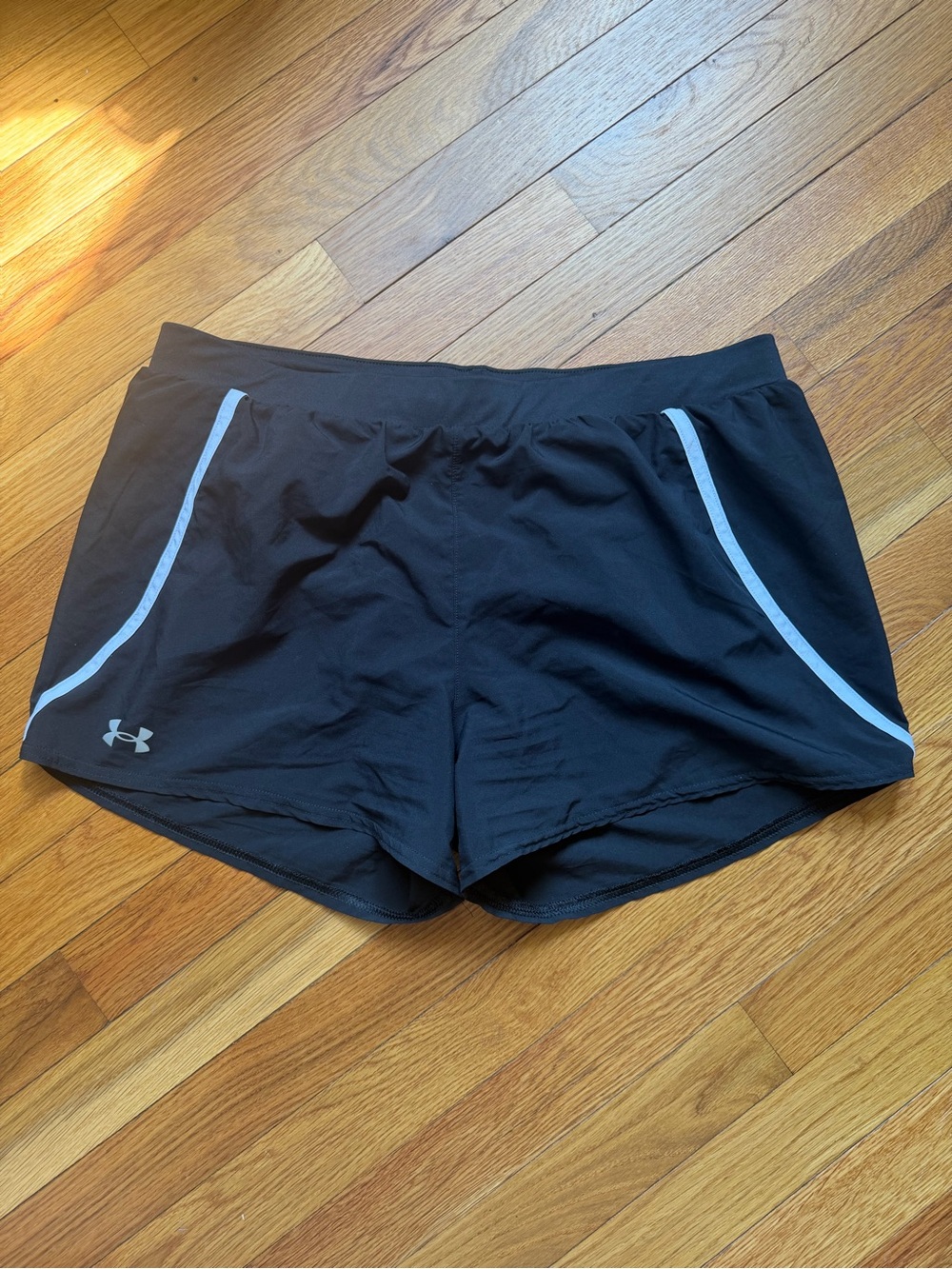 Under Armour Women's Black Running Shorts with White Trim